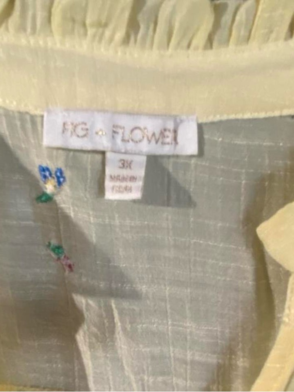 fig and flower Soft Yellow Embroidered Button Blouse - Picture 2 of 3